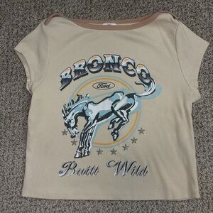 Bronco Beige Graphic T-Shirt Size Large